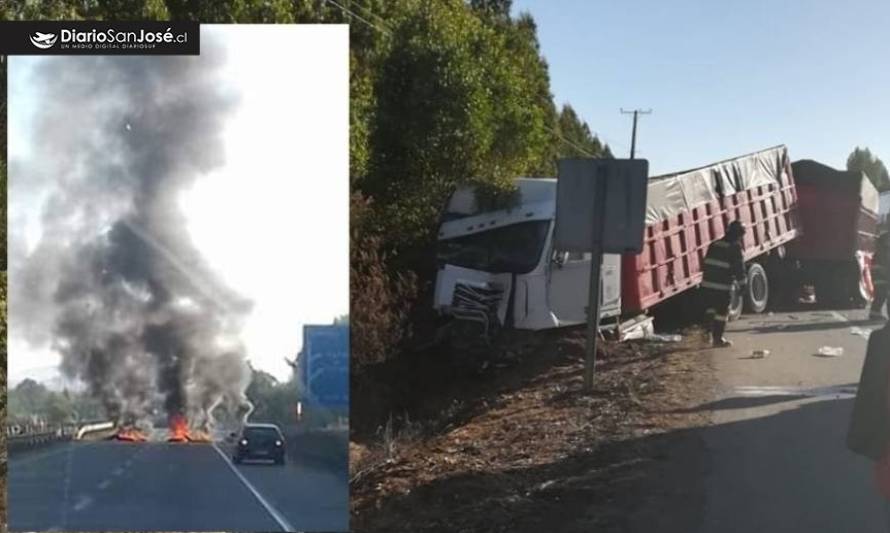 TRES FALLECIDOS:  Camión colisionó a bus y otros vehículos en ruta bloqueada por pescadores artesanales