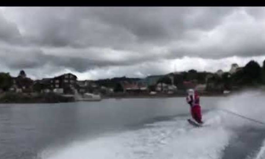 Viejito Pascuero esquió en las aguas del Lago Llanquihue