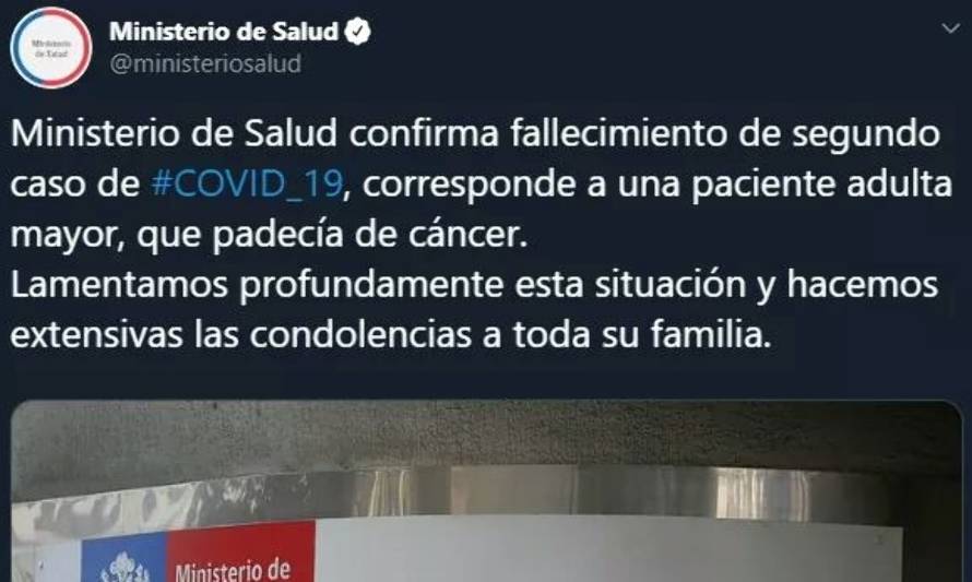 Ministerio de Salud lamenta segundo fallecimiento en Chile a causa del Coronavirus