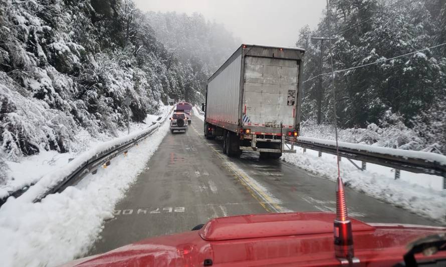 Caída de nieve causó corte temporal de la cuesta Moraga en provincia de Palena