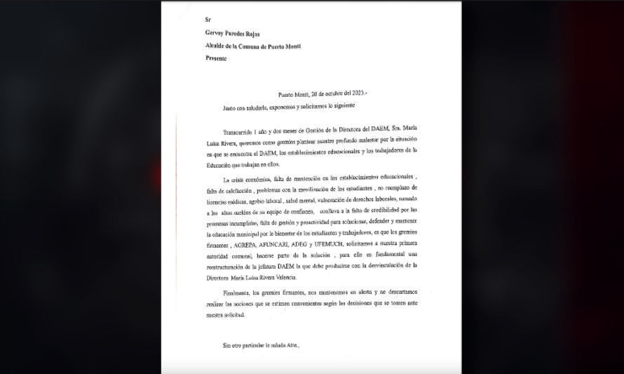 Solicitaron al alcalde la renuncia de la directora del DAEM de Puerto Montt