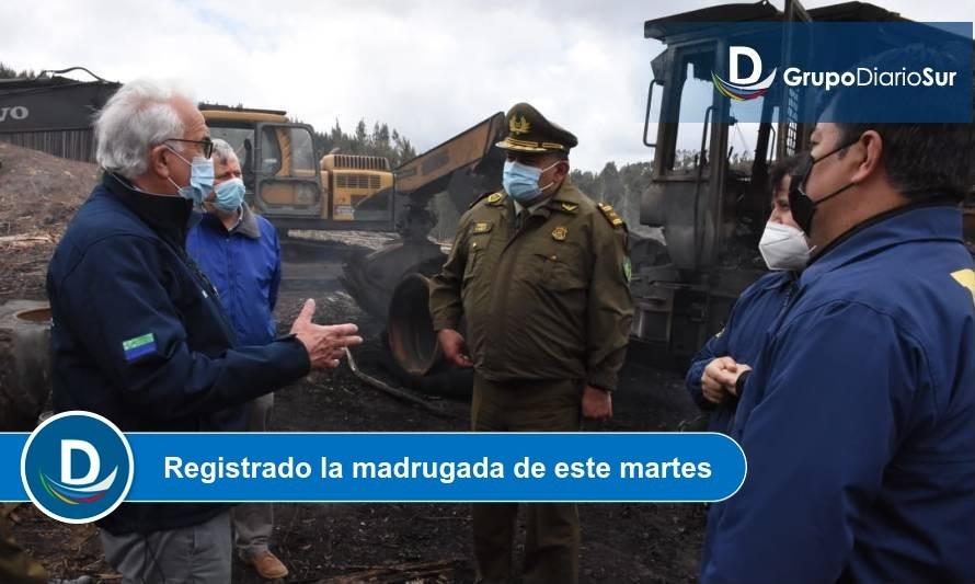 Ministerio del Interior se querella por incendio de maquinarias forestales