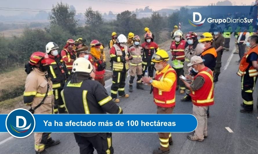 Continúa combate de incendio forestal en Calbuco 